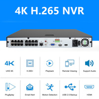 OEM NVR PoE 8 canaux 8MP, compatibilité universelle 16CH, H.265 P2P, système de sécurité CCTV, surveillance, enregistreur vidéo réseau 4K