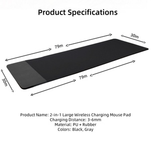 Custom Logo Black Mousepad Rubber Base Desk Pad XXL Computer Keyboard <b>Mat</b> Soft <b>Large</b> Gaming Mouse Pad with Wireless Charging - Product Image 4