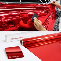 Film de protection de peinture (PPF) pour voiture en TPU chromé rouge brillant effet métal liquide, anti-rayures, 1,52 x 15 m, 7,5 mil