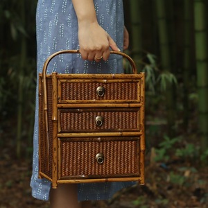 Bamboo Tea Storage Box Rectangle Portable Handheld Tea Case For Kung Fu Tea Set Household Use - Product Image 1