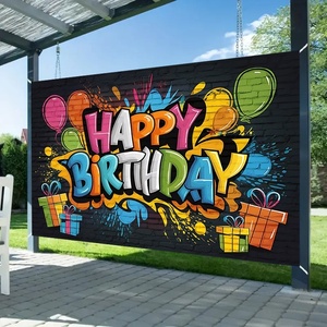 Aodu Hip Hop Graffiti Spanduk Ulang Tahun Kain Latar Belakang Pesta Neon Hitam Properti Photo Booth Grosir Pabrik - Product Image 2