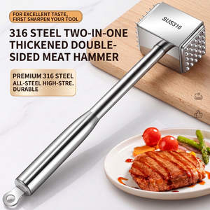 316 Edelstahl Fleischklopfer Doppelseitiger Quadratischer Fleischhammer Küchenwerkzeug für Steak Rindfleisch Hähnchen - Product Image 1