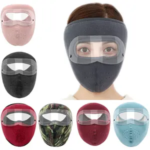 Outdoor Winter Warm Fleece Windproof Motorfiets Full Face Shield Ski Masker Met Oogschild