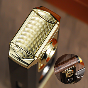 <strong>Triple</strong> Jet <strong>Flame</strong> Cigar Lighter with Windproof V Cutter New Style Metal Butane <strong>Torch</strong> Refillable for Smoking - Product Image 2