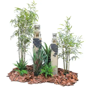 Árvores de bambu artificial para paisagem, decoração de plantas com animais interiores de árvores de bambu artificial