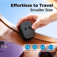Adaptador de Enchufe Internacional Worldplug GaN de 20 W con Carga Rápida y Doble Puerto USB, Adaptador de Viaje Universal, Enchufe de Pared para Viajes en Estados Unidos