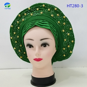 Top vente Nigeria Aso Oke Gele Headtie violet Gele Headtie femmes africaines Headtie pour la fête - Product Image 3