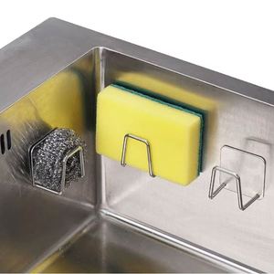<b>Kitchen</b> Stainless Steel <b>Sponge</b> <b>Holder</b> Self Adhesive Wall Hooks Hanger Accessories Storage Organizer for <b>Kitchen</b> Sink - Product Image 2