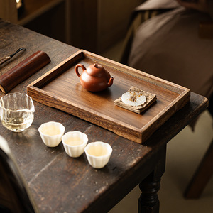 Walnut Wood <b>Teacup</b> Tray Solid Wood Chinese Tea Serving Tray For Household And Restaurant Use - Product Image 2