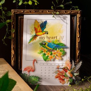 Paquete de pegatinas para mascotas de 30 unidades, colección de flores y pájaros, decoración de diario de flores y pájaros de acuarela en 6 tipos - Product Image 4