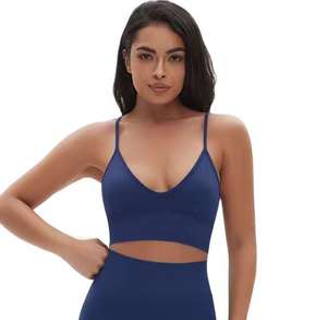 Débardeur de sport côtelé sans couture pour femme, dos nu, haute qualité, personnalisable, pour la course et la gym, maintien élevé - Product Image 1