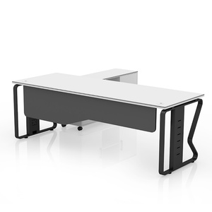 Wholesale L Shaped Executive Desk Modern Furniture Luxury Melamine White Manager <b>Office</b> Desk - Product Image 3