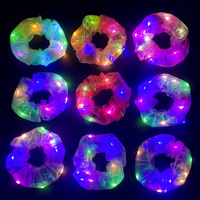 Coleteros de malla LED luminosos, coloridos, con múltiples modos de luz, para mujeres y niñas, accesorios para el cabello de neón para fiestas, duraderos y de gran venta.