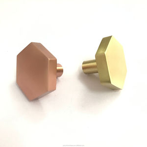 Modern Sharp Six-angle furniture <strong>cabinet</strong> drawer hexagon pull handles <strong>knob</strong> with Brush Brass <strong>gold</strong> and rose <strong>gold</strong> color - Product Image 6
