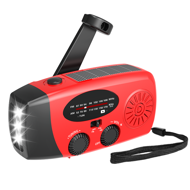 XSY-088 Portable Rechargeable Emergency Solar LED Flashlight Radio 2000mAh AM/FM SOS Function Hand Crank Phone Charger