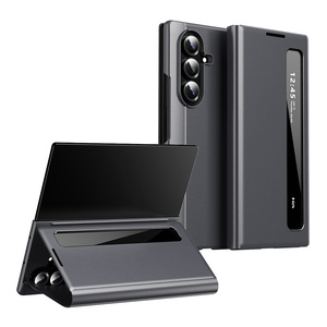 Funda de cuero PU inteligente para ventana lateral con tapa abatible para Samsung Z Fold 7 6 5 4 <span class=keywords><strong>3</strong></span>, con función de respuesta libre y a prueba de golpes - Product Image 1