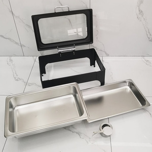 Set <span class=keywords><strong>Buffet</strong></span> Deluxe per Ristoranti, Scaldavivande Idraulico da 9L, Chafing Dish Nero per Mantenere il Cibo Caldo - Product Image 4