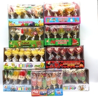 Vente en gros de sucettes dures fruitées assorties en forme de petits dessins animés, certifiées casher et halal, en bouteille, avec un faible contenu en sucre, durée de conservation de 24 mois