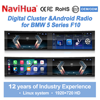 Moniteur radio Android Navihua à double écran incurvé de 32 pouces pour BMW Série 5 F10/F11/F18, cockpit LCD, cluster virtuel Linux