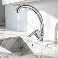 Robinet moderne à bec de cygne en alliage de zinc, avec cartouche céramique, adapté aux robinets d'eau chaude et froide pour éviers de cuisine