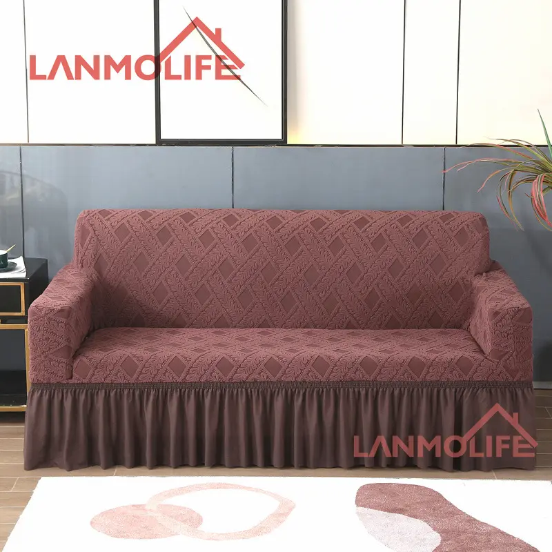 LANMOLIFE-Funda de Jacquard para Sofá, Funda Antideslizante Universal de Color Sólido para las Cuatro Estaciones