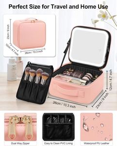 Large Capacity Single-Sided Cosmetic <b>Mirror</b> Makeup Case LED Lighted Dimmable Magnifying <b>Mirror</b> Custom Color Logo for Home Use - Product Image 2