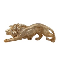 Cadeaux décoratifs de bureau artisanat statue argent intérieur fibre de verre animal résine or lion sculpture