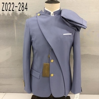 Costume de marié noir à col mandarin, coupe ajustée, motifs unis, veste et pantalon, 2 pièces, costumes pour hommes, costumes de mariage pour hommes Z022