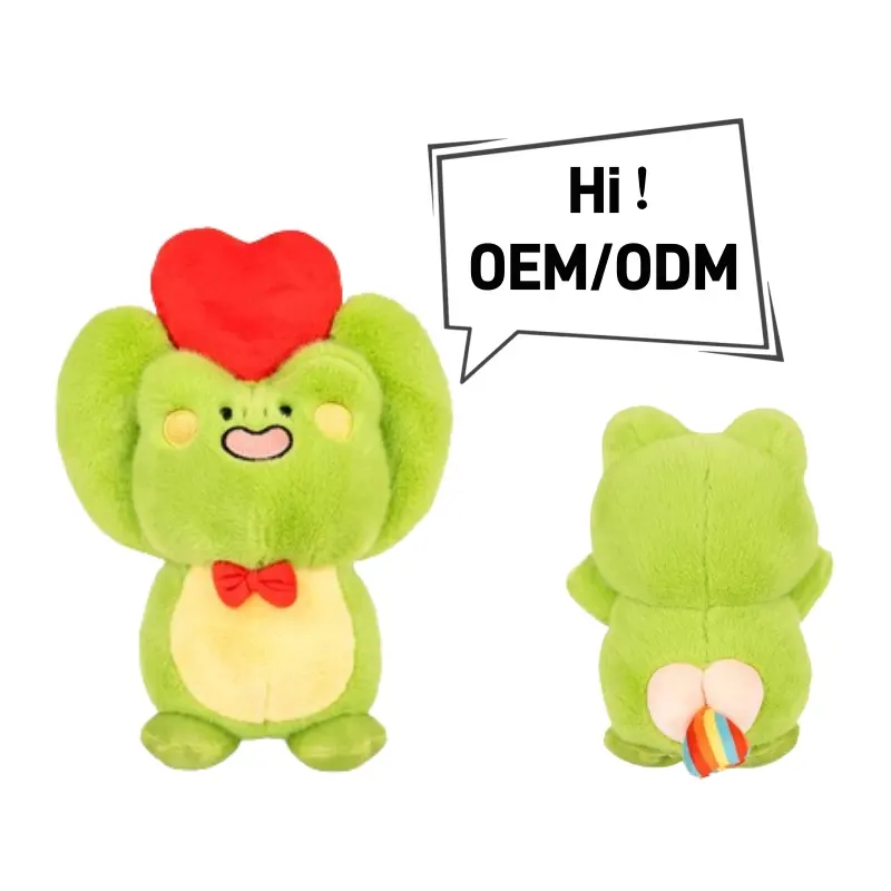 Custom cute plush animal key chain toy plush green frog doll toy Big mouthed frogs in clothes