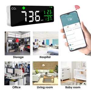 เครื่องตรวจจับ CO2 แบบสมาร์ท Wifi ตรวจสอบคุณภาพอากาศ อุณหภูมิและความชื้นภายในอาคาร พร้อมเซ็นเซอร์ NDIR สำหรับเต็นท์ปลูกพืช เห็ด และบ้าน - Product Image 3