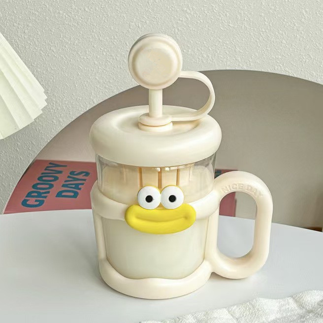 blanc-600ml, autocollant jaune grande bouche