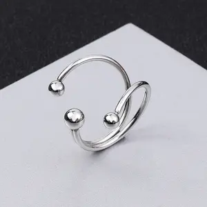 Nieuwe Aankomst Mode Sieraden Ringen Voor Mannen Vrouwen Verstelbare Roestvrijstalen Ring Met Onregelmatige Drie-Klauw Gelaste Stalen Bal