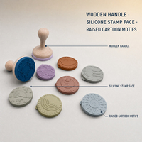 Ensemble de tampons météo en silicone avec manches en bois pour le soleil, la lune, les étoiles et le arc-en-ciel, jouets éducatifs DIY pour enfants, jeu créatif