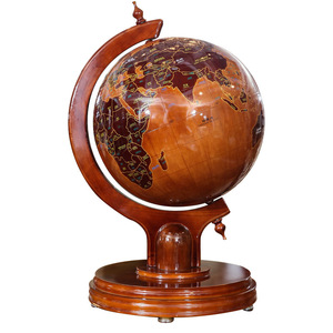 Globo terráqueo de madera maciza Tianyu, diseño tradicional redondo con relieve, adorno decorativo para oficina, hogar, estudio, sala de estar - Product Image 4