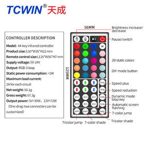 2025 Xu hướng thiết bị điện tử tcwin New Full Kit 5m 5050 RGB LED Strip ánh sáng + Power Adapter + 44 Key từ xa Trung Quốc LED Strip Kit/Set - Product Image 4