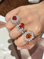 Bague en or 18 carats avec pierre précieuse orange Fanta cultivée en laboratoire, bijoux fins sur mesure, vente en gros