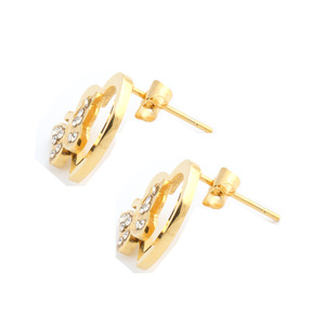 Boucles d'oreilles papillon en diamant, design cœur creux en or, taille brillant rond, bijoux pour femme à porter au quotidien - Product Image 4