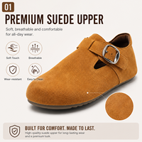 Chaussures décontractées pour femmes en cuir suédé véritable, boucle réglable, confortables, logo personnalisé, chaussures OEM ODM