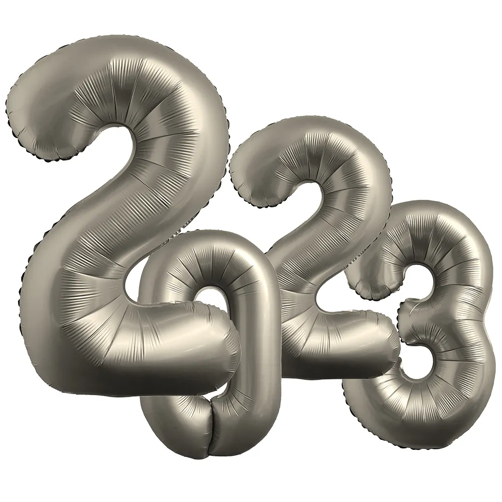 Barang Pesta Balon Globo Helium Nomor Foil Perak Emas Krom 40 Inci