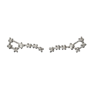 Boucles d'oreilles géométriques en or blanc E480 avec serti de zircon rond pour femmes, bijoux de mode de style classique - Product Image 1