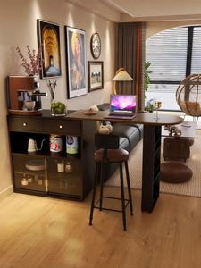 Table de bar en acier minimaliste moderne avec 2 tiroirs et porte en <span class=keywords><strong>dalle</strong></span>, meubles de salon - Product Image 4