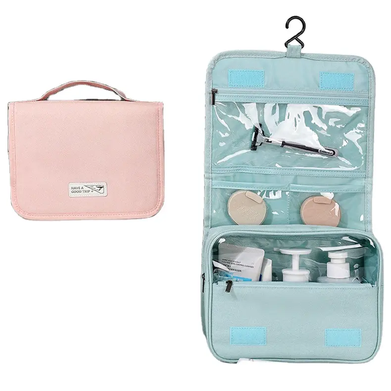 Vrouwen Opknoping Draagbare Make-Up Make-Up Tas Met Grote Capaciteit Reiswaszak Driedimensionale Make-Up Opbergtas