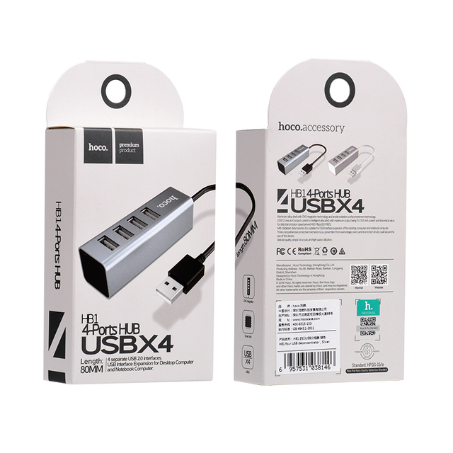 Hoco HB1 4 Port Usb Hub for Phone Charger Line Machine for Desktop Computers and Notebook Computer USB Interface Extension