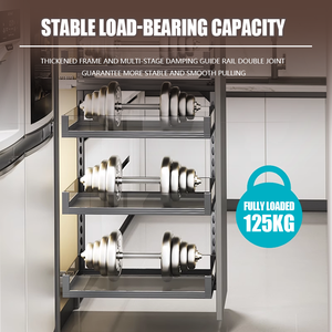 Organizador de armario de cocina alto contemporáneo con marco de aleación de aluminio duradero y estante lateral de diseño extraíble suave - Product Image 4