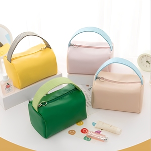 Bolsa de Cosméticos de Piel Sintética PU de Gran Capacidad, Colorida, con Asa Tejida, Organizador de Maquillaje para <span class=keywords><strong>Viajes</strong></span> Diarios, Marca Royal Fair - Product Image 4