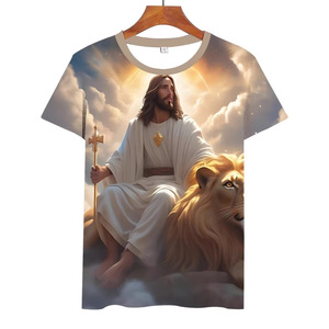 Camiseta de Hombre con Estampado de Jesucristo, Manga Corta, Corte Regular, Impresión por Sublimación, Logotipo Frontal, Ropa Casual de Verano - Product Image 2