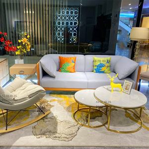 Set di 2 Tavolini da Caffè Moderni Rotondi con <span class=keywords><strong>Piano</strong></span> <span class=keywords><strong>in</strong></span> <span class=keywords><strong>Marmo</strong></span> Bianco e Base Dorata - Product Image 4