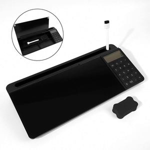 Pizarra de Vidrio Negra de Borrado en Seco con Logotipo Personalizado, Soporte para Teclado de Escritorio, Pizarra Blanca con Lámpara - Product Image 2