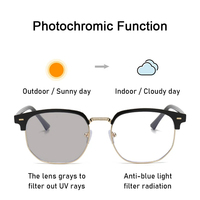 Lunettes photochromiques anti-lumière bleue pour hommes et femmes, monture ronde semi-sans monture, à la mode, pour ordinateur de bureau, 2023