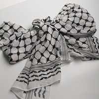 Hijab de Prière Personnalisé et Instantané de Qualité Supérieure Noir, Foulards Keffieh Palestiniens, Châle Hijab en Mousseline de Soie Imprimé, 170x70cm